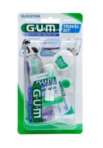 GUM Travel-Kit 4in1 Travel Kit Zahnbürste Zahnpasta Zahnseide