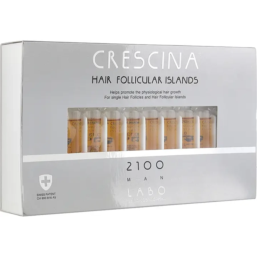 Tratament complet pentru stadii avansate de cadere si rarire a parului la barbati Crescina Follicular Islands 2100, 10 + 10 fiole, Labo 