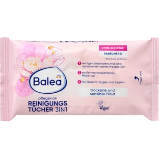 Balea Feuchtigkeits-Reinigungstücher 3in1, 10 Stück