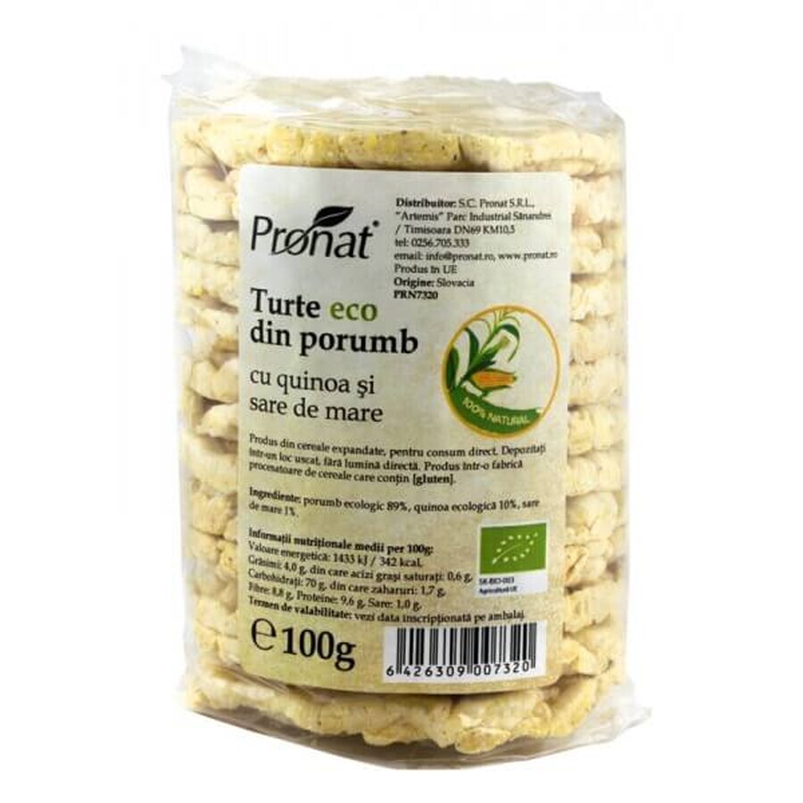 Trute Eco din porumb cu quinoa si sare de mare, 100 gr, Pronat