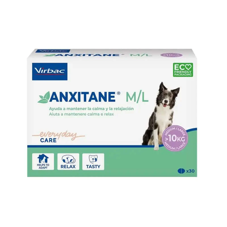 Virbac Anxitane M/L, 30 entspannende Tabletten für Hunde +10Kg