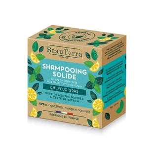 Beauterra Solid Pepermunt & Citroenschil Shampoo (Vet haar) , 75 gr