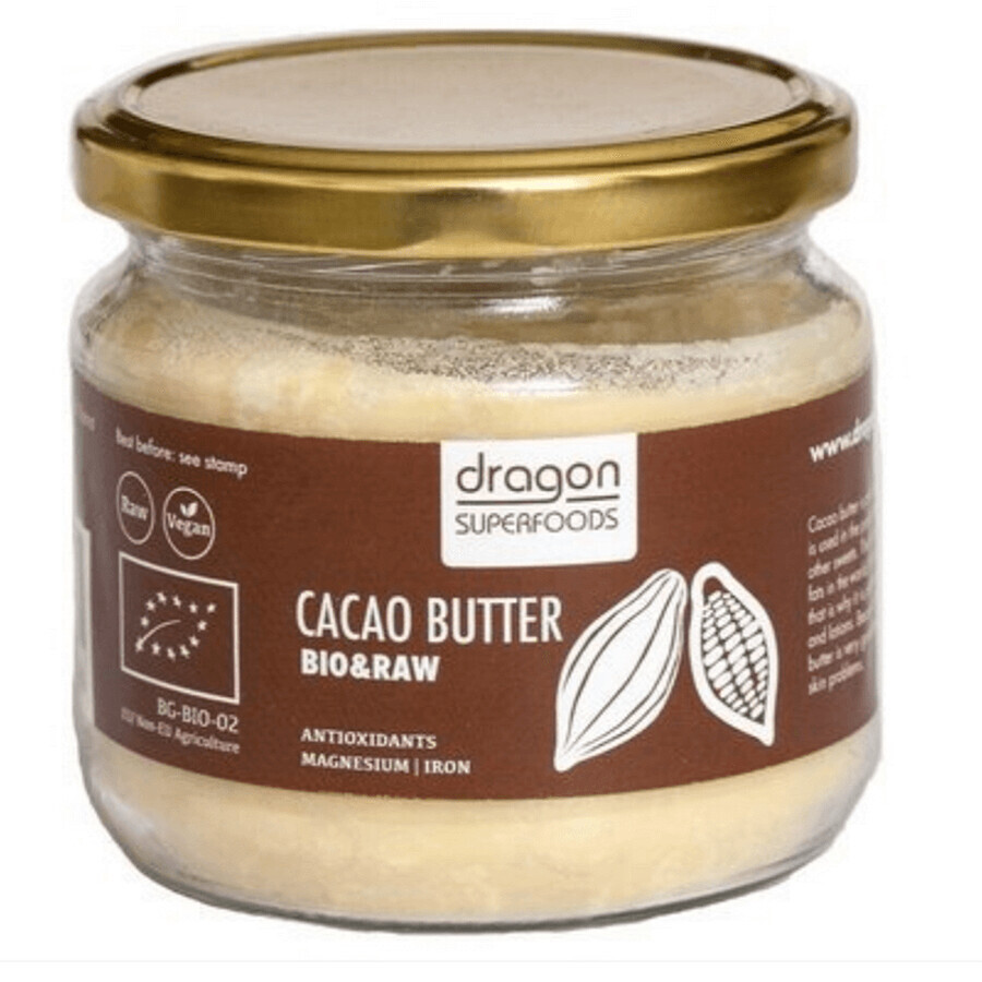 Rohe kaltgepresste Kakaobutter 300 ml, Dragon Superfoods