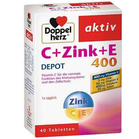 Vitamina C 400 Doppel Herz+ Zinc + Vitamina E Retard, 40 tablete, Queisser Pharma