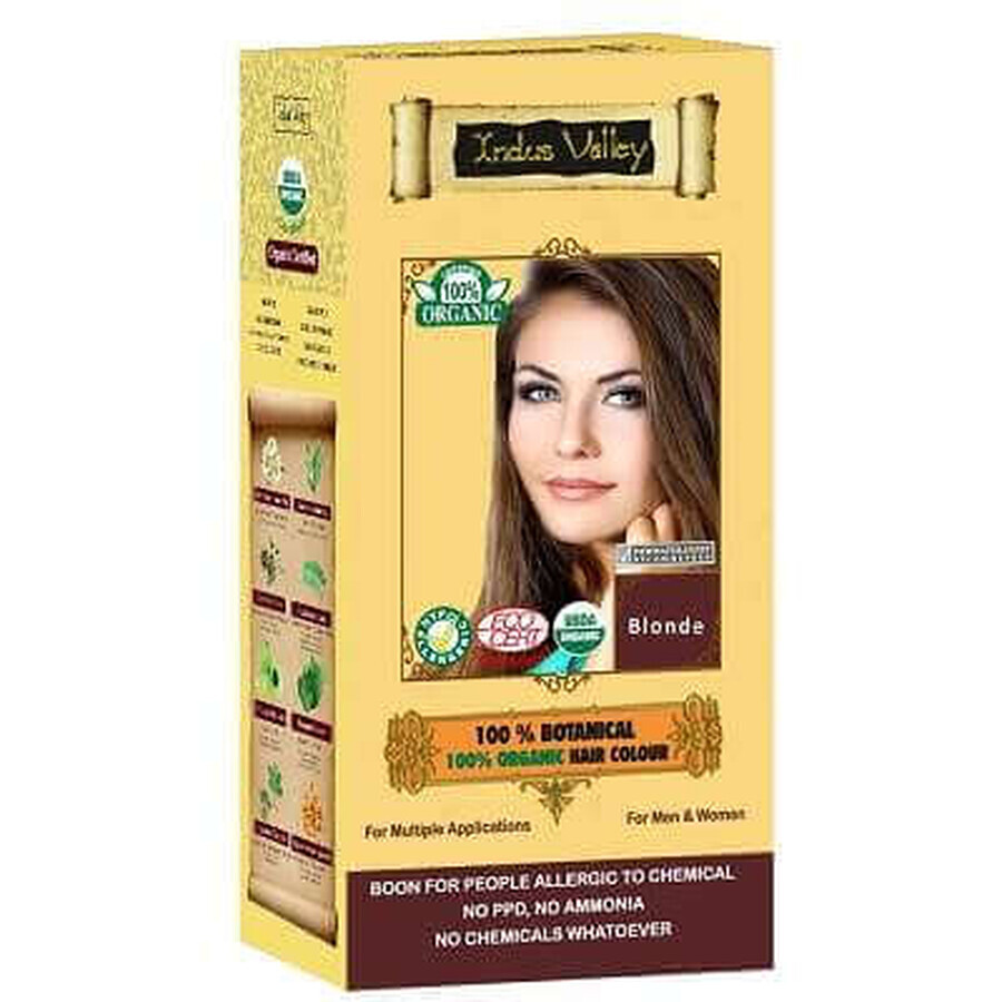 Vopsea de păr 100% vegetală bio, nuanță Blonde, Indus Valley