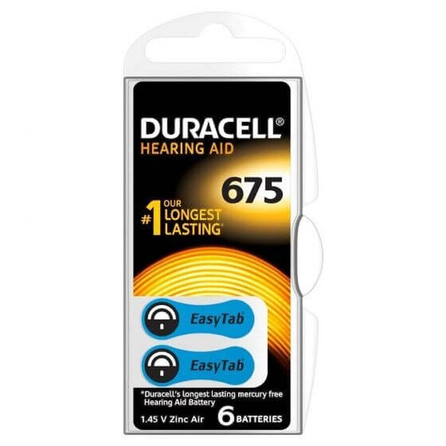 HA ZA675 Hörgerätebatterien, 6 Stück, Duracell