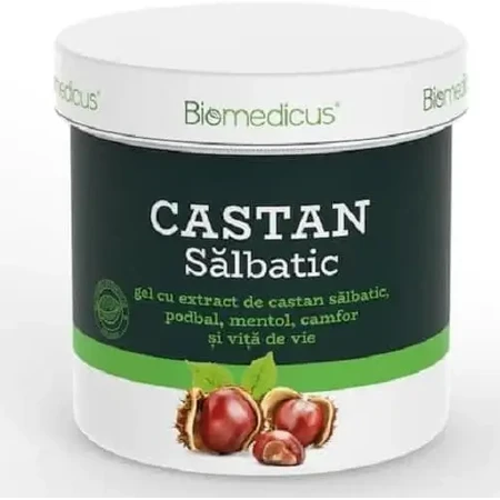 Gel de castan sălbatic cu extract de coada-calului, mentol, camfor și viță de vie, 250 ml, Biomedicus