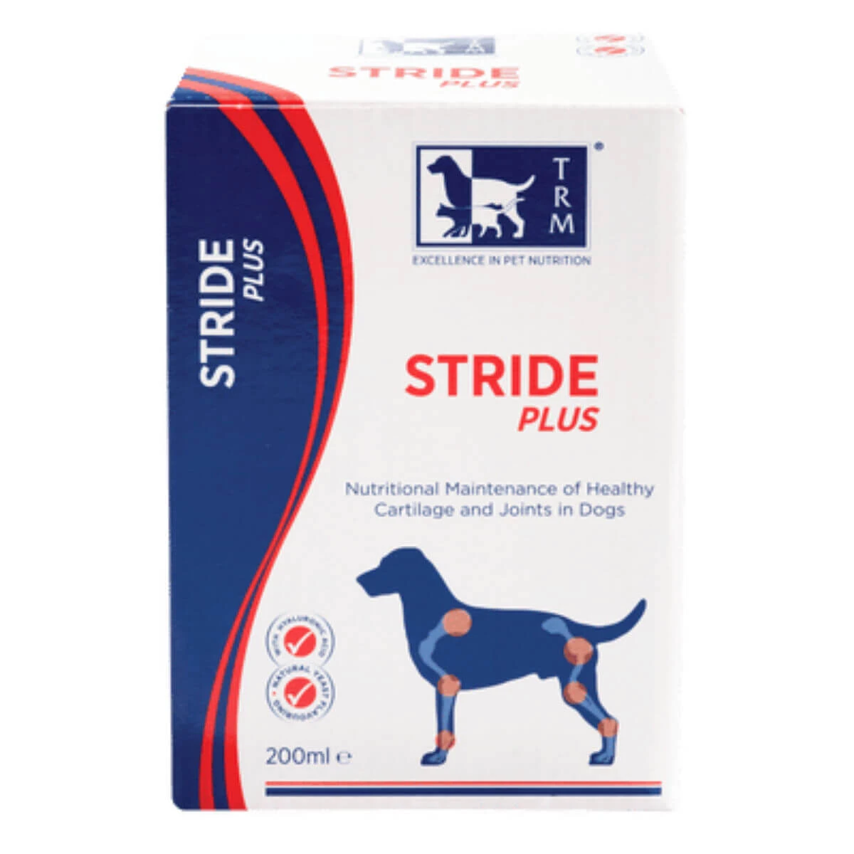 TRM Stride Plus, XS-XL, Gelenksystemergänzung für Hunde, Flasche, 200ml Suspension zum Einnehmen