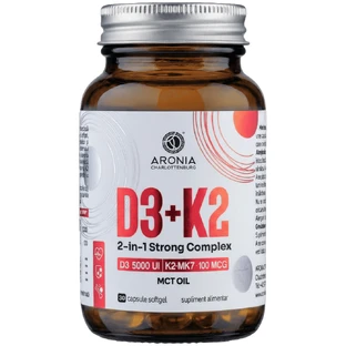 Vitamina D3+K2, Complesso forte 2 in 1, 30 capsule, Aronia