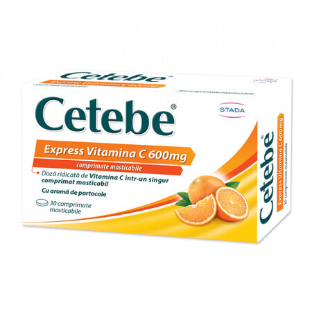 Cetebe Express Vitamina C 600mg, 30 comprimate masticabile, Stada