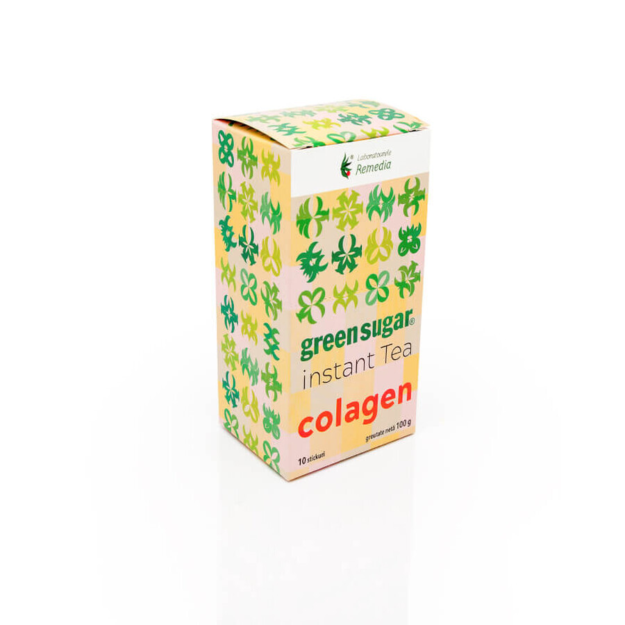 Ceai verde instant cu Green Sugar și colagen,10 stickuri, Remedia