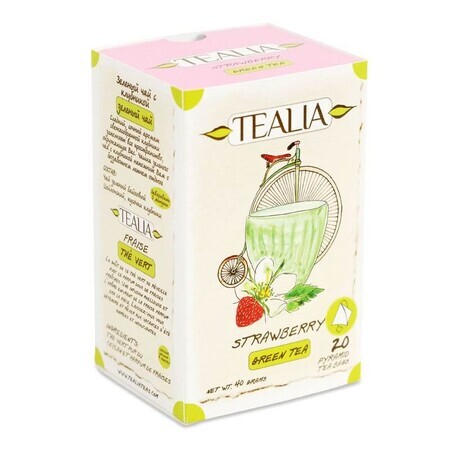 Ceai verde Pure Ceylon cu aromă de căpșuni (50130), 20 plicuri, Tealia