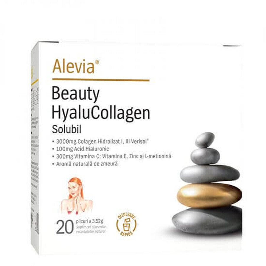 Complex pentru hidratarea pielii Beauty HyaluCollagen Solubil, 20 plicuri, Alevia