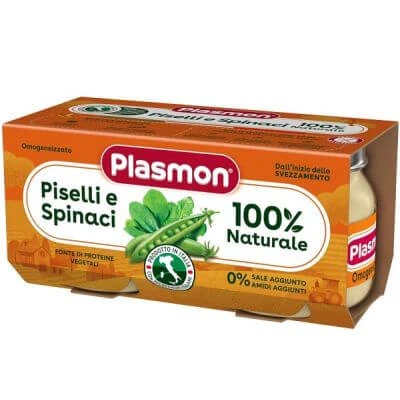 Plasmon homogenisiert homogenisierte Erbsen Spinat 2 Stück 80 g