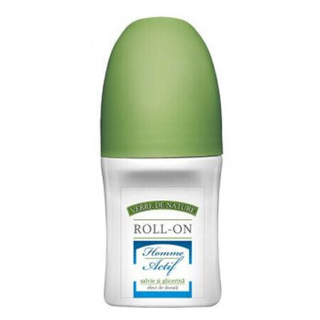 Deodorant roll-on cu Salvie si Glicerina Homme Actif, 50 ml, Verre de Nature