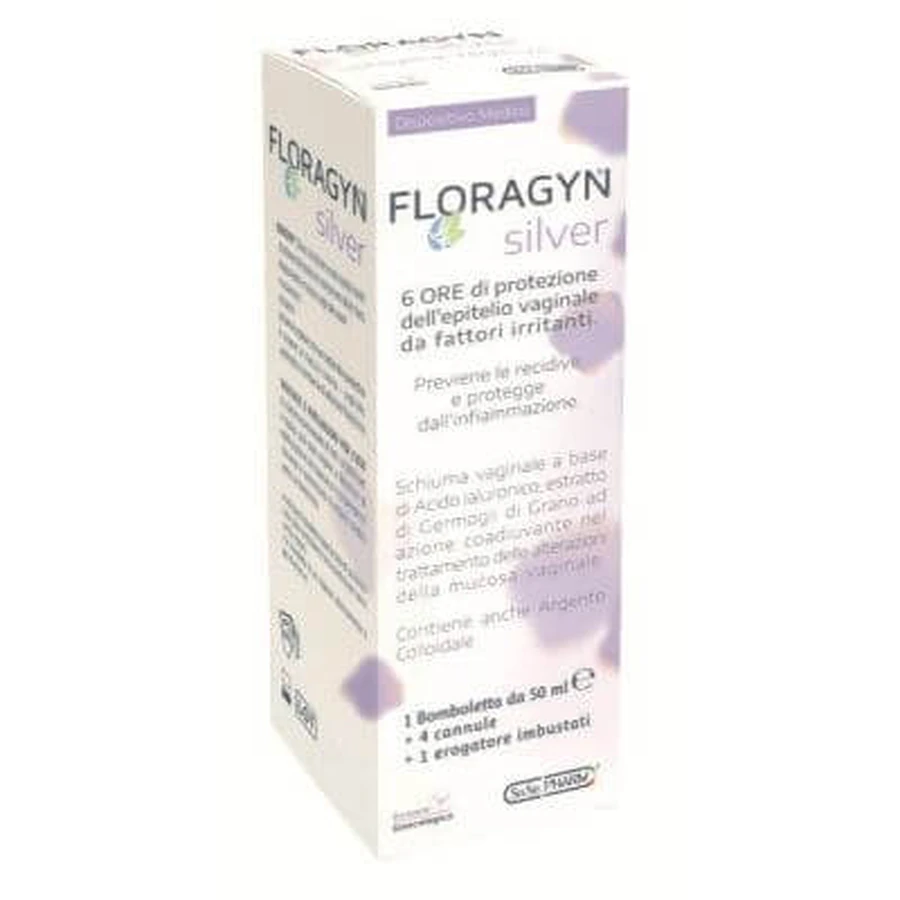 Floragyn argento schiuma vaginale con argento colloidale 50 ml