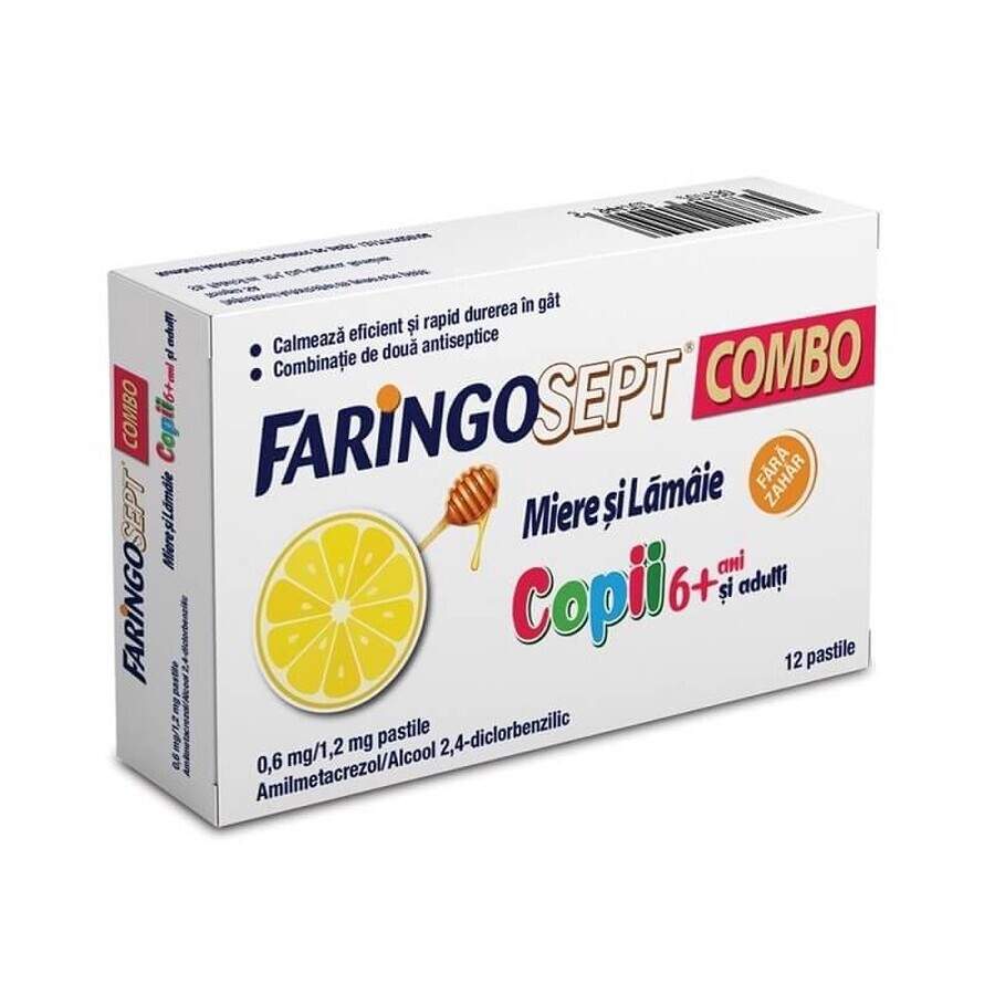 Faringosept Combo Honig und Zitrone 0,6 mg/1,2 mg, Kinder ab 6 Jahren und Erwachsene, 12 Tabletten, Therapie