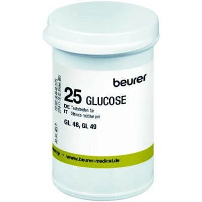 Beurer Blutzuckerteststreifen für gl48/gl49 Glucometer in Flasche 25 Stk