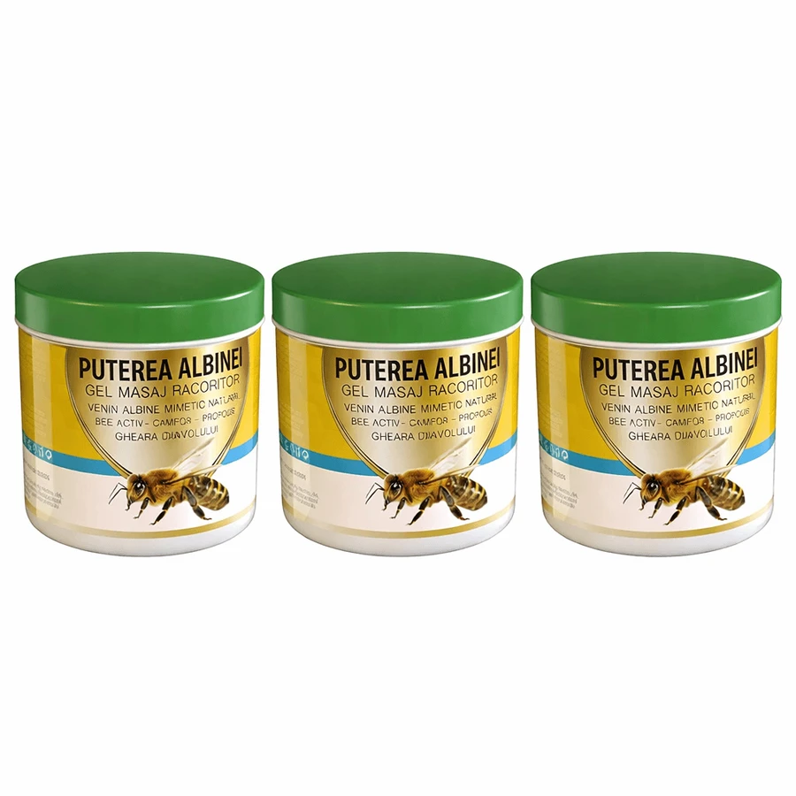 Gel de masaj cu efect răcoritor Puterea Albinei, 3 x 275 ml, Praemium