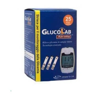 Glucolab selbstkodierende Elektrodenstreifen Blutzuckermessgerät 25 Stück