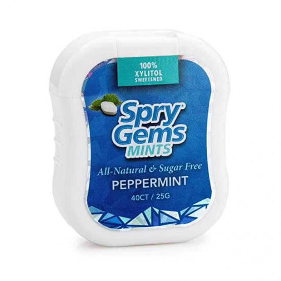 Gumă de mestecat peppermint - Spry Gems Mints, 40 bucăți, Xlear