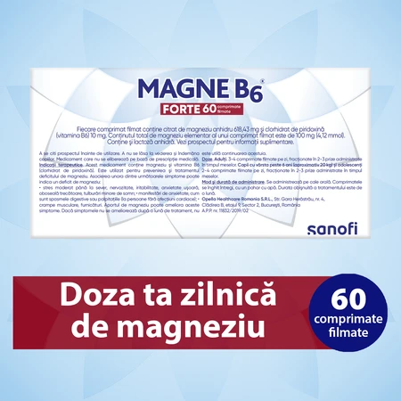 Magne B6 Forte 100 mg/10 mg, 2x60 tabletek powlekanych, Sanofi: ceny i cechy