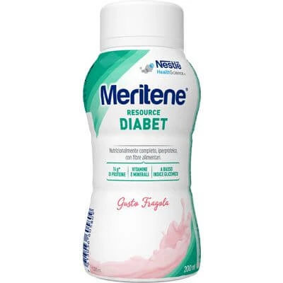Meritene Ressource Diabetiker-Erdbeere proteinreiche Nahrung 28 Vitamine und Mineralien 200 ml