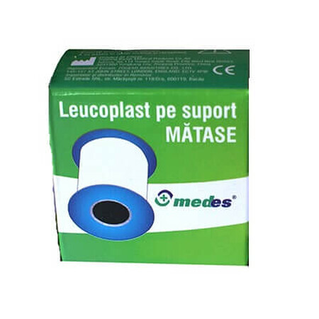 Leucoplast pe suport din mătase, 5 cm x 5 m, 1 bucata, Medes