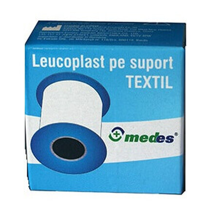 Leucoplast pe suport textil, 1.25 cm x 5 m, 1 bucata, Medes