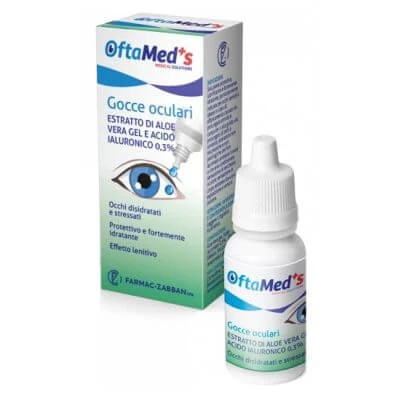 Oftamed's dehydrierte und gestresste Augentropfen mit Aloe-Vera-Gel und Hyaluronsäure 0,3% 10 ml