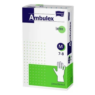 Ambulex gepoederde latex onderzoekshandschoenen, maat M, 100 stuks, Matopat