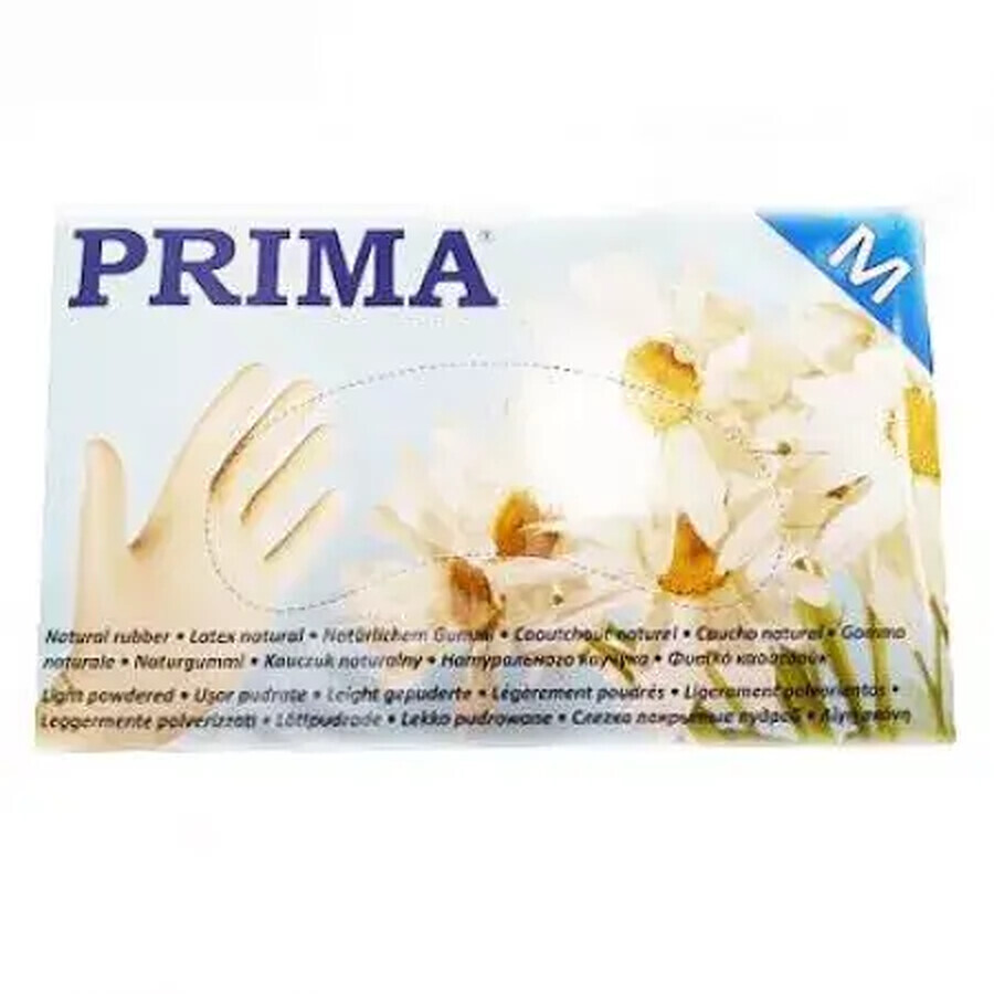 Manusi de examinare usor pudrate Prima, Marimea M, 100 bucati, Top Glove