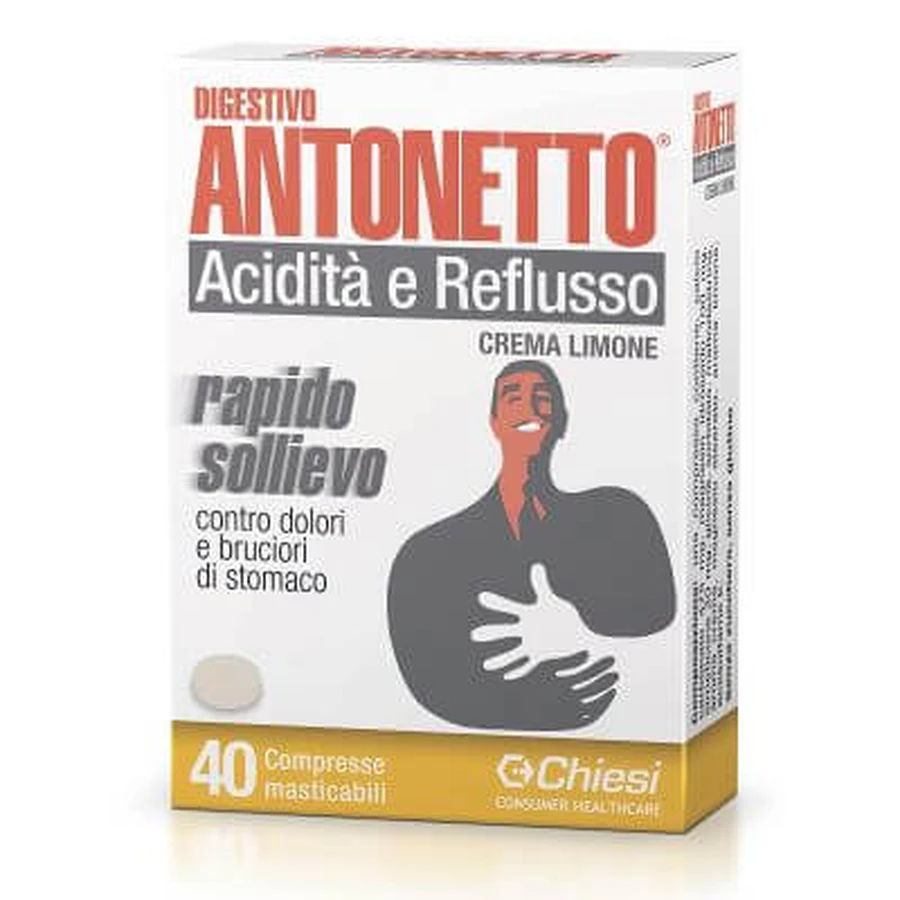 Antonetto digestivo acidità e reflusso crema al limone 40 compresse masticabili