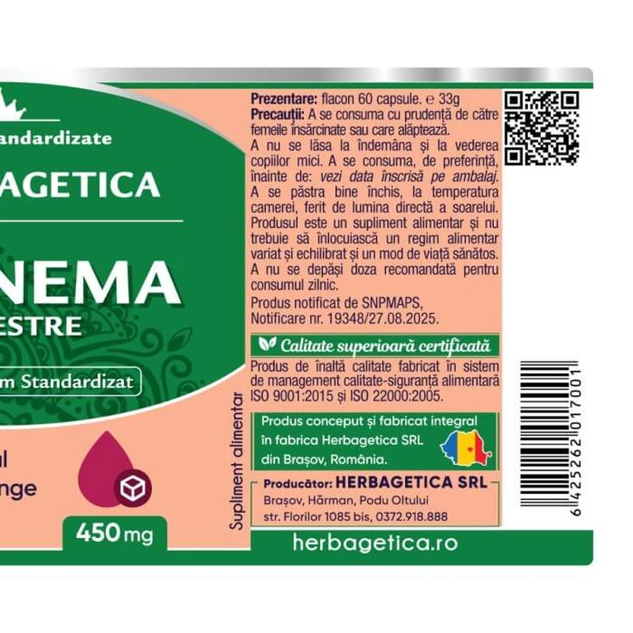 Gymnema Sylvestre x 60 gélules, Herbagetica