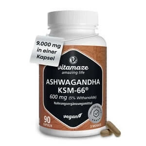 Ashwagandha KSM-66 600mg Extrakt hochdosiert 90 St