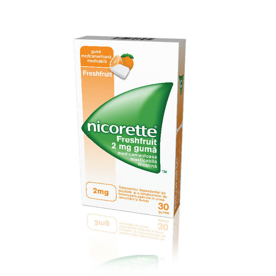 Nicorette Freshfruit guma de mestecat 2mg, 30 gume, Mcneil recenzii