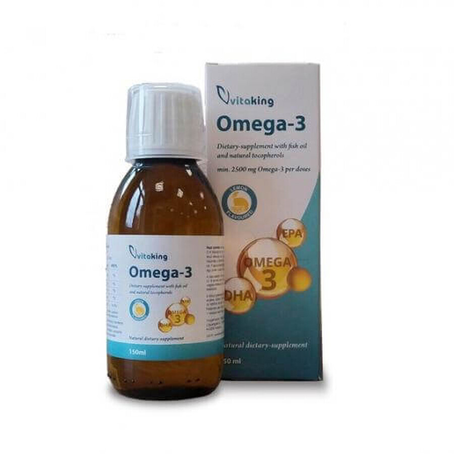 Omega 3 ulei de peste si tocoferoli naturali 2500mg, 150 ml, Vitaking