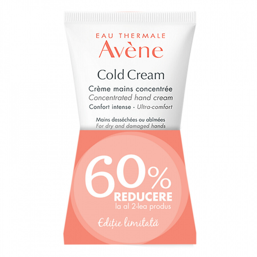 Pachet Crema de maini concentrata Cold Cream, 50 ml + 50 ml, Avene