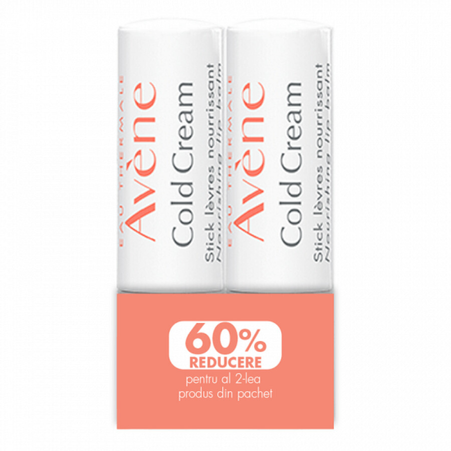 Pachet Stick pentru buze uscate sau crapate Cold Cream, 4 g + 4 g, Avene