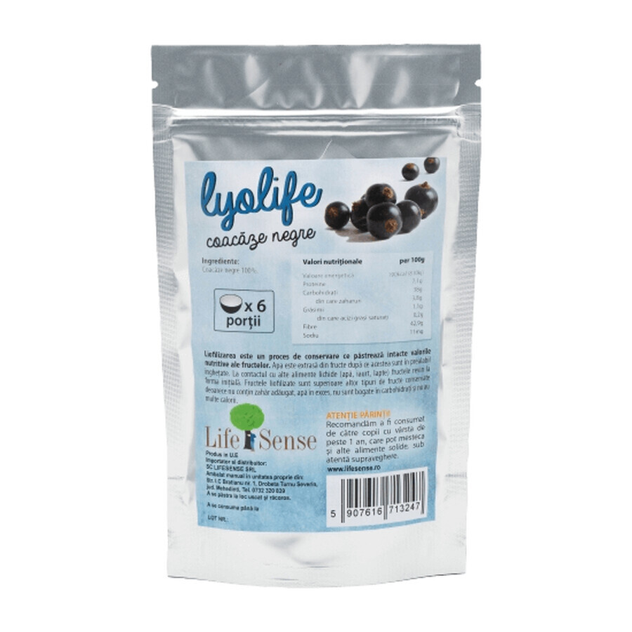 Lyolife freeze-dried blackcurrants, 30 g, Lifesense