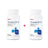 Pachet Vitamina D-3 - 25 mcg (1000 UI) (144723), 180 tablete + 180 tablete, Gnc