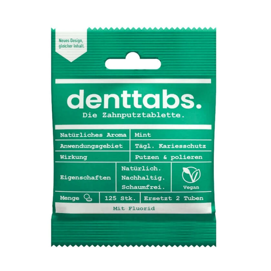 DENTTABS comprimés de dentifrice stévia-menthe 125 pcs.