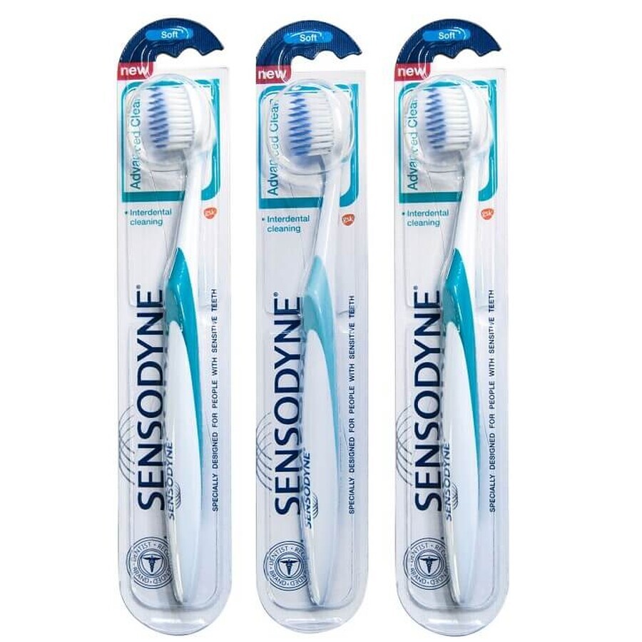 Periuta de dinti Advanced Clean, 3 bucati, Sensodyne