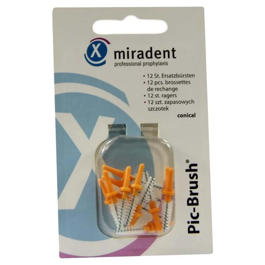 Perii interdentare Miradent Pic-Brush perii de schimb conice portocalii 12 buc.