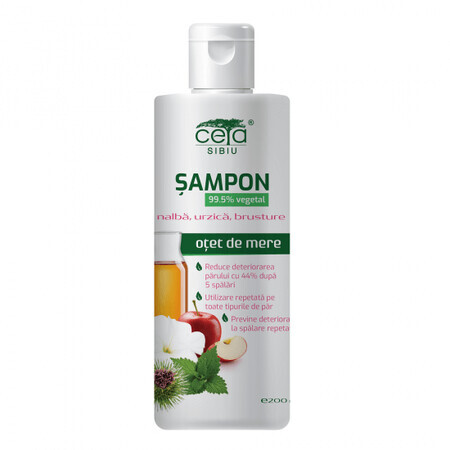 Shampoo 99,5% pflanzlich mit Apfelessig, Nalba, Brennnessel, Klette, 200 ml, Ceta Sibiu