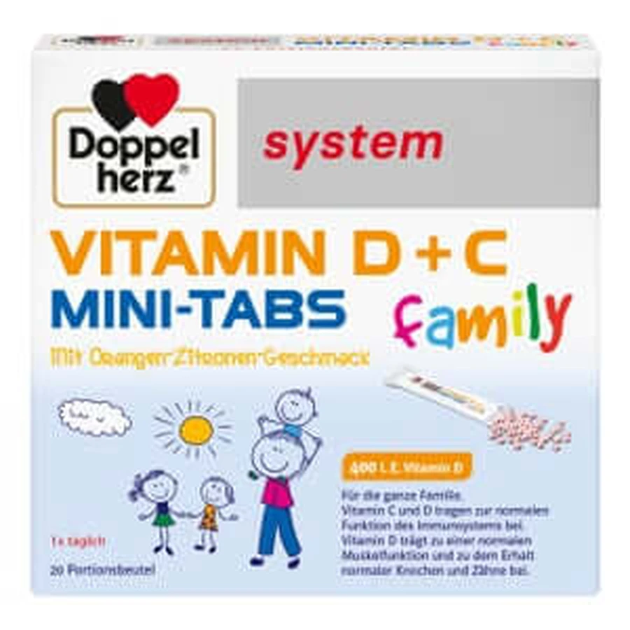 Doppelherz Vitamine D+c Mini-tabs Family System 20 St