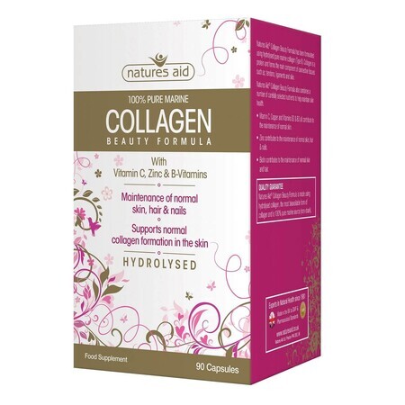 Collagen Beauty Formula cu vitamina C, zinc și vitamina B, 90 capsule, Natures Aid