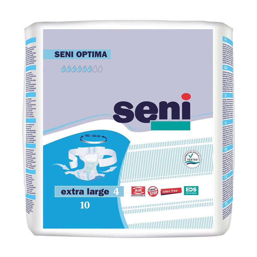 Scutece cu sistem semi-deschis Optima, Extra Large, 10 bucati, Seni