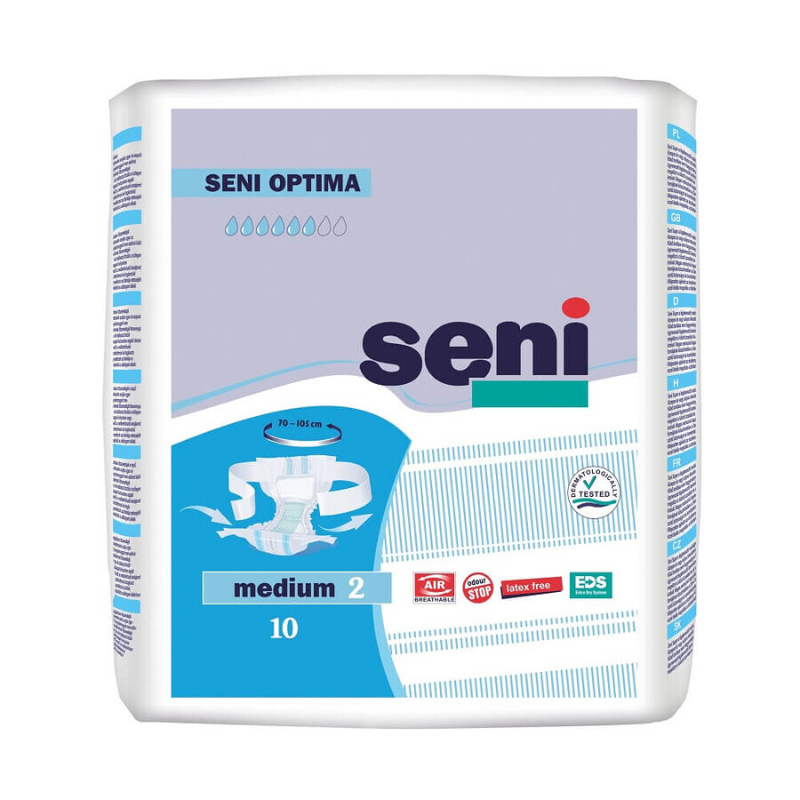 Scutece cu sistem semi-deschis Optima, Medium, 10 bucati, Seni