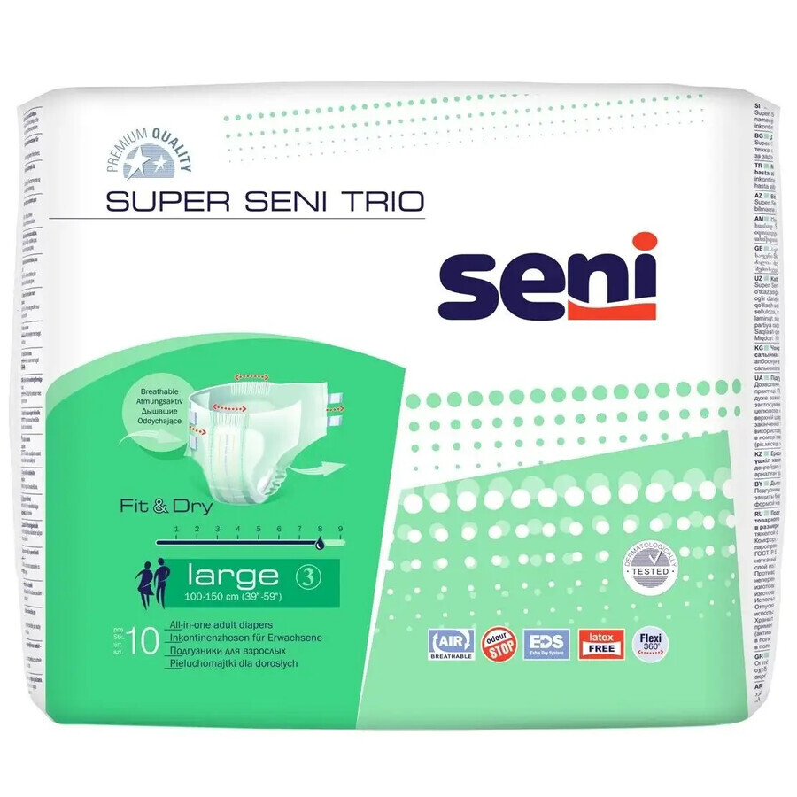 Scutece Super Seni Trio, Large, 10 bucati, Seni